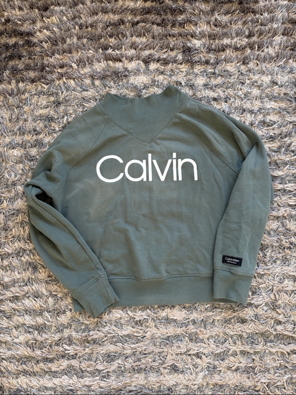 Calvin Klein Performance Olive Green Logo Sweatshirt S - Picture 5 of 6